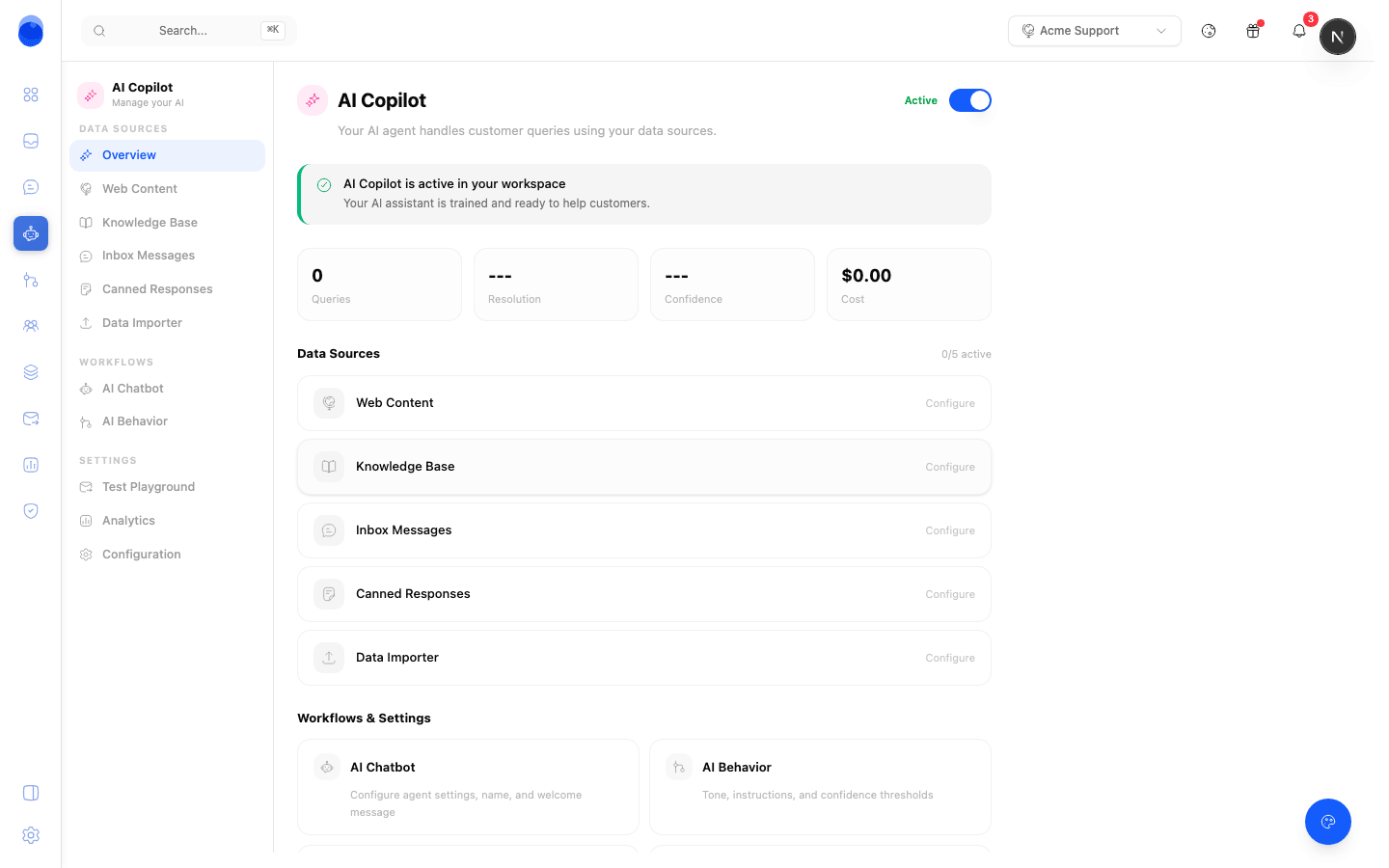 The Chattypie AI agent resolving a conversation in the shared inbox