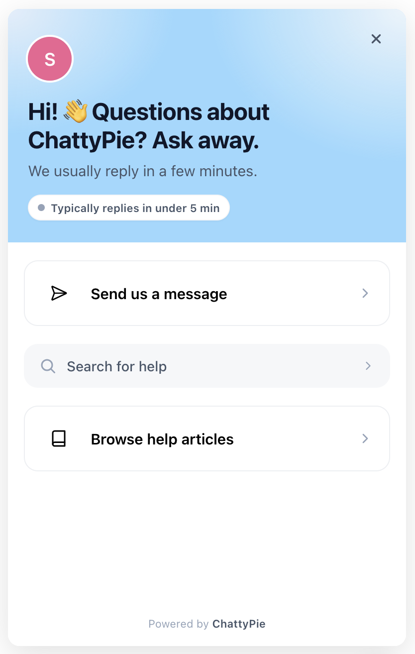Chattypie chat widget preview